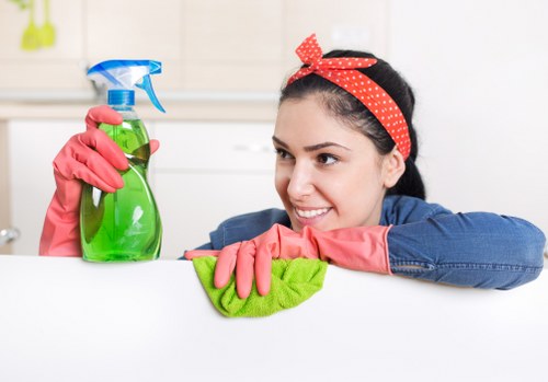 Carpet cleaning team managing on-site safety with careful preparation